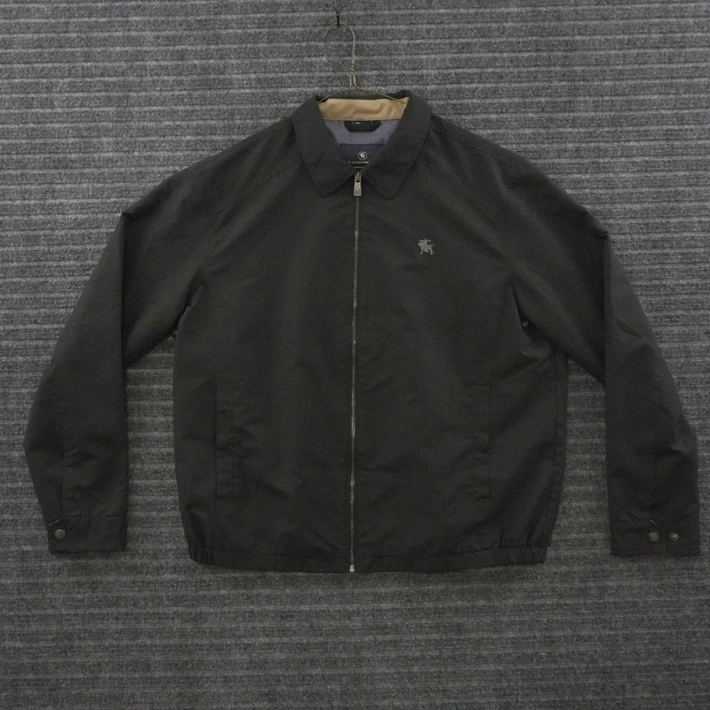 Hart Schaffner Marx Harrington Jacket Mens Large Black Embroidered Logo Zip Up
